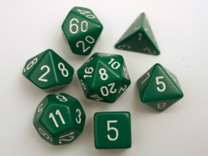 Chessex Opaque Polydice Set - Green/white