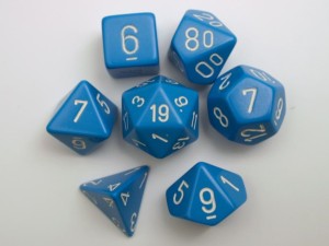 Chessex Opaque Polydice Set - Light Blue/white