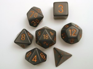 Chessex Opaque Polydice Set - Dark Grey/copper