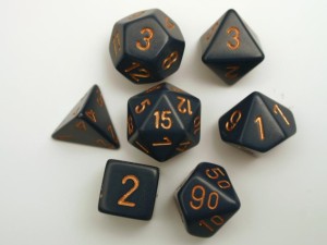 Chessex Opaque Polydice Set - Dusty Blue/gold