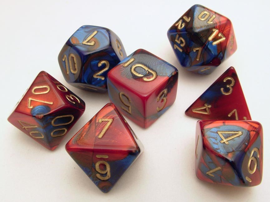 Chessex Gemini Polydice Set - Blue-Red/gold