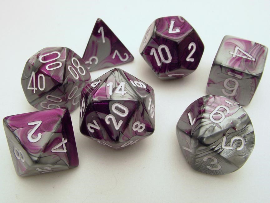 Chessex Gemini Polydice Set - Purple-Steel/white