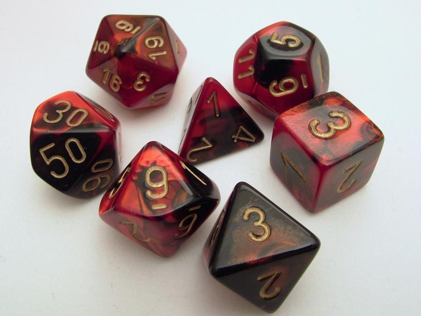 Chessex Gemini Polydice Set - Black-Red/gold