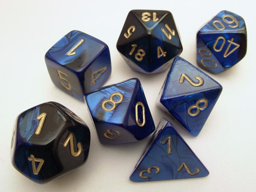 Chessex Gemini Polydice Set - Black-Blue/Gold