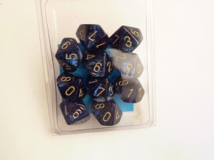 Chessex 10 x D10 Dice Set - Scarab Royal Blue/gold