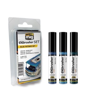 Mig Ammo Oilbrushers Set - Blue Patinas Set