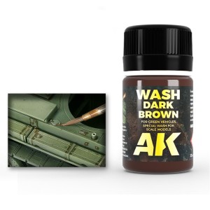 AK Interactive - Enamel Wash: Dark Brown for Green Vehicles