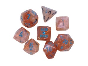 Chessex Lab Dice Borealis Rose Gold / Light Blue Luminary Polydice Set