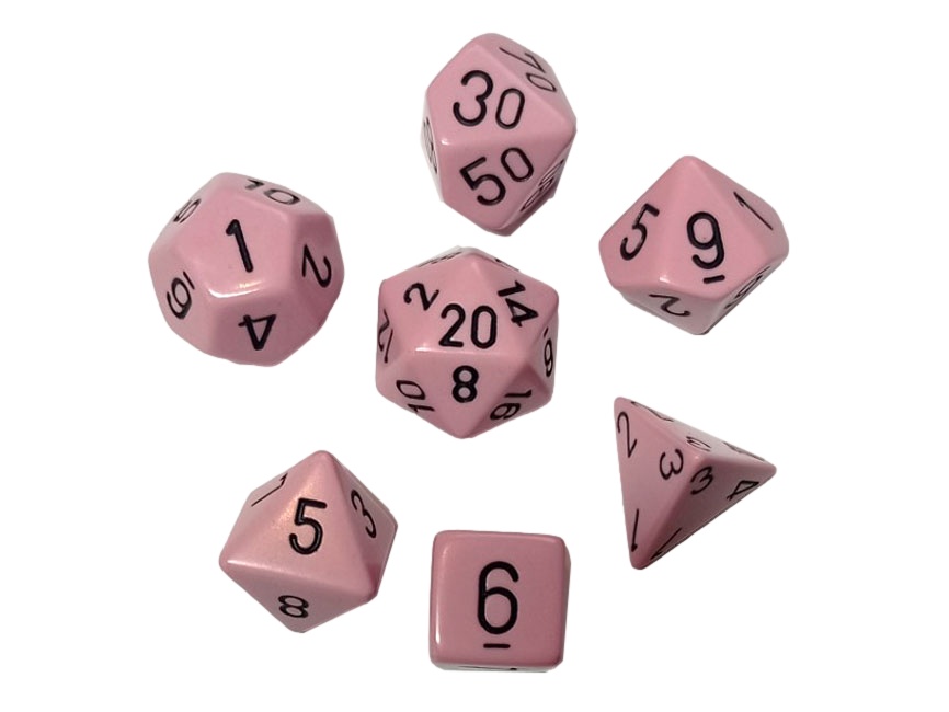 Chessex Opaque Polydice Set - Pastel Pink/black