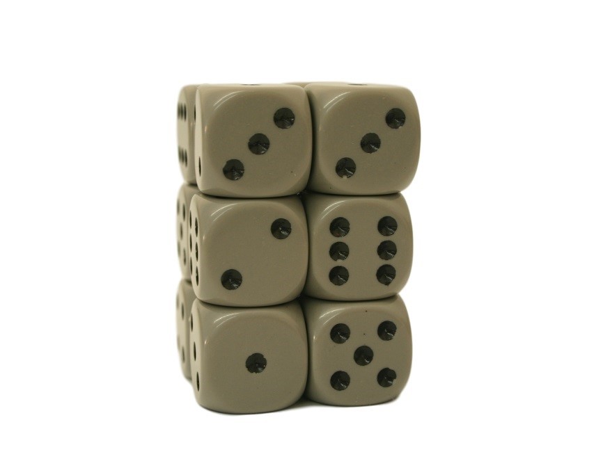 Chessex Opaque 16mm D6 x 12 - Grey/black