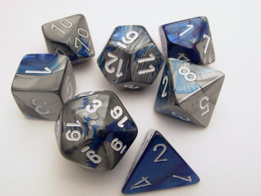 Chessex Gemini Polydice Set - Blue-Steel/white