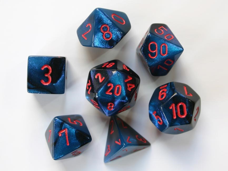 Chessex Gemini Polydice Set - Black-Starlight/red