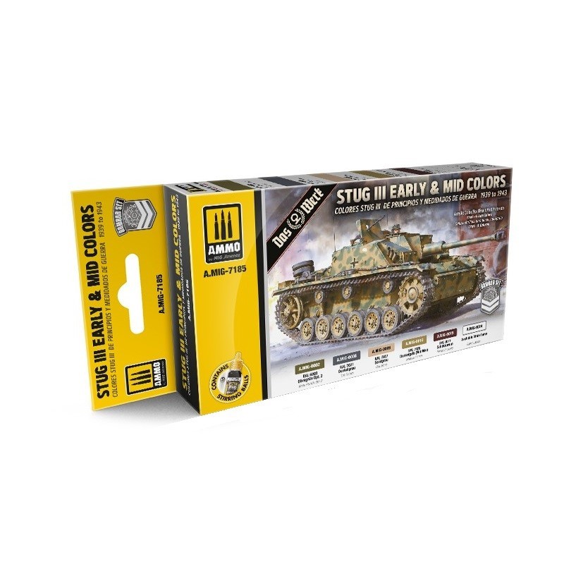 Mig Ammo 7185 Stug III Early & Mid colors 1939 to 1943 Acrylic Paint Set