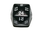 D24 - Opaque Black Twenty-Four Sided Dice