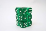 Chessex Translucent Green/white 16mm D6 x 12