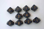 Chessex Opaque 10 x D10 Set - Dusty Blue/gold