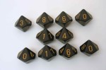 Chessex Opaque 10 x D10 Set - Black/gold