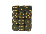 Chessex Opaque 12mm D6 Block - Black/gold