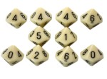 Chessex Opaque 10 x D10 Set - Ivory/black