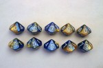 Chessex Gemini 10 x D10 Set - Blue-Gold/white