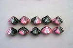 Chessex Gemini 10 x D10 Set - Black-Pink/white