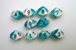 Chessex Gemini 10 x D10 Set - White-Teal/black