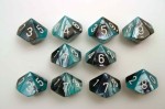 Chessex Gemini 10 x D10 Set - Black-Shell/white