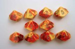 Chessex Gemini 10 x D10 Set - Red-Yellow/silver