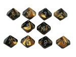 Chessex Gemini 10 x D10 Set - Black-Gold / silver