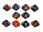 Chessex Gemini 10 x D10 Set - Blue-Orange / white