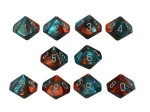 Chessex Gemini 10 x D10 Set - Copper-Teal / silver