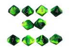 Chessex Gemini 10 x D10 Set - Green-Yellow / silver