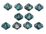 Chessex Gemini 10 x D10 Set - Steel-Teal / white