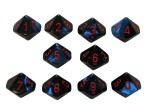 Chessex Gemini 10 x D10 Set - Black-Starlight / red