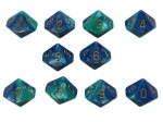 Chessex Gemini 10 x D10 Set - Blue-Teal / gold