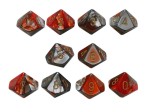 Chessex Gemini 10 x D10 Set - Orange-Steel / gold