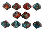 Chessex Gemini 10 x D10 Set - Red-Teal / gold