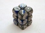 Chessex Gemini 16mm D6 x 12 - Blue-Steel/white