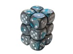 Chessex Gemini 16mm D6 x 12 Set - Steel-Teal /white