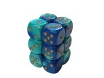 Chessex Gemini 16mm D6 x 12 Set - Blue-Teal /gold