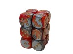 Chessex Gemini 16mm D6 x 12 Set - Orange-Steel /gold