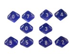 Chessex 10 x D10 Dice Set - Borealis Luminary Purple / white