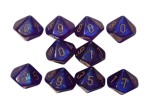 Chessex 10 x D10 Dice Set - Borealis Luminary Royal Purple / gold