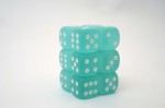 Chessex 16mm D6 x 12 - Frosted Teal/white