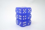 Chessex 16mm D6 x 12 - Frosted Blue/white