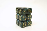 Chessex 16mm D6 x 12 - Scarab Jade/gold