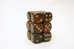 Chessex 16mm D6 x 12 - Scarab Blue Blood/gold