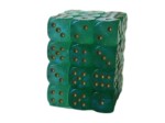 Chessex 12mm D6 Block - Borealis Luminary Green / gold